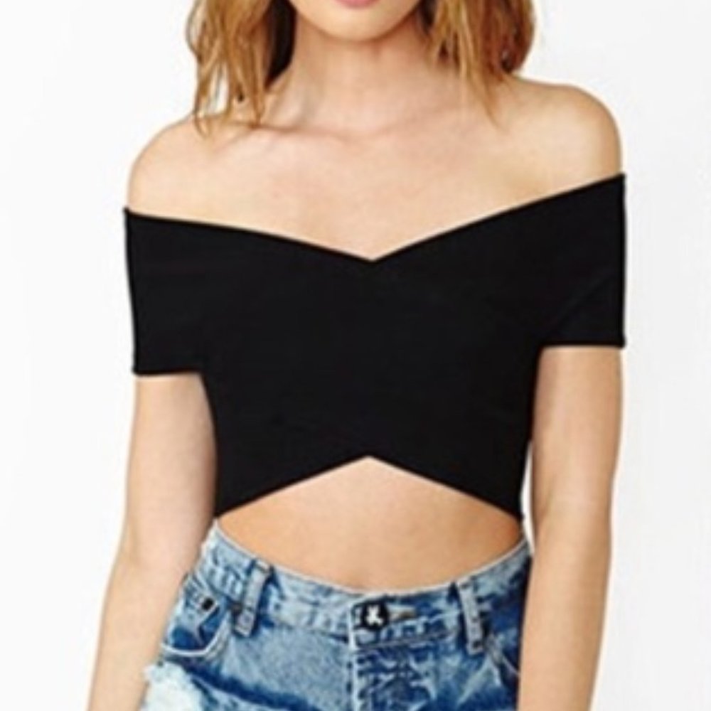 TOBI Black Criss-Cross Crop Top